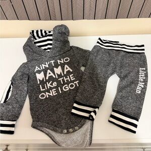 Gray Baby Outfit with Stripes